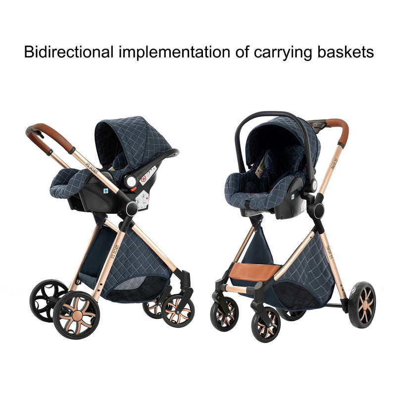 Baby Stroller 3‑in‑1 Travel System Pushchair Lightweight Pram from Birth All‑Terrain Baby Buggy Compact Fold Stroller Summer