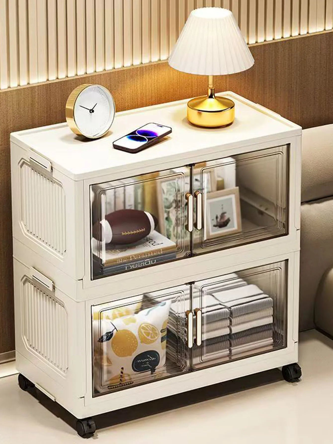 Storage Cabinet Folding Storage Box Home Living Room Toy Cabinet Storage Rack Snack Cabinet Installation-Free Kitchen Storage Cabinet Folding Storage Cabinet Organizer