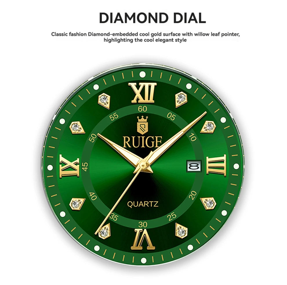 RUIGE Fashion Men's Watch Roman Scale Minimalist Men's Famous Watch Night Glow Waterproof Trendy Watch