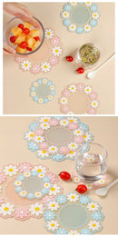 Round Daisy Heat Resistant Silicone Mat  Cup Coasters Insulation Non Slip Pot Holder Thicken Table Placemat Kitchen Accessories
