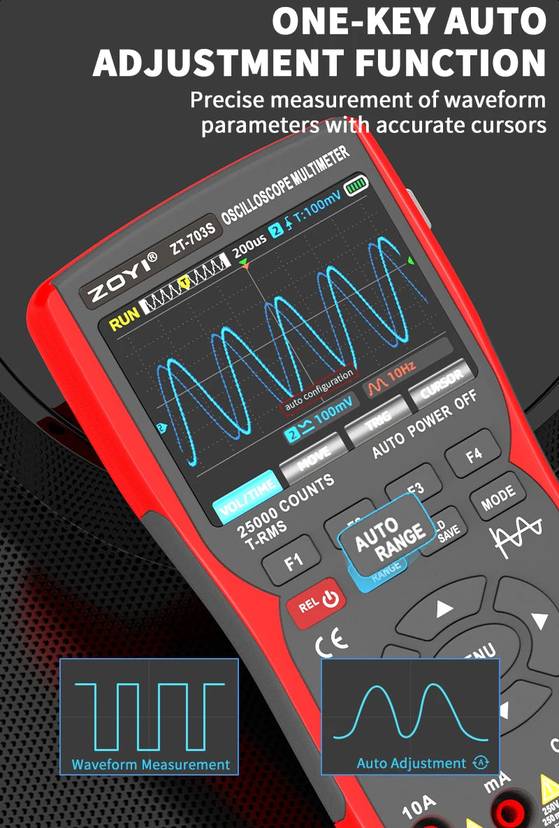 ZOYI ZT-703S Two-Channel Oscilloscope, Multifunction Signal Generator, 3-in-1 High-Precision Electrician Tool