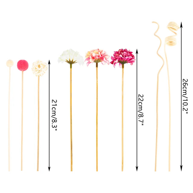 Hydrangea Flower Rattan Sticks, Reed Diffuser Stick, DIY Ornaments, Home Decor, Wireless Fragrances, Pink, New, 10pcs 