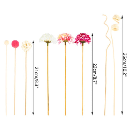 Palitos de ratán con flores de hortensia, difusor de varillas, adornos DIY, decoración del hogar, fragancias inalámbricas, rosa, nuevo, 10 unidades 