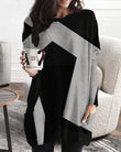 Vestido de patchwork con cuello en V y manga larga para mujer, estilo casual, talla grande, estilo europeo y americano. 