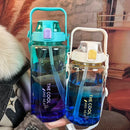 2000ml High Quality Sport Water Bottle With Straw Gym Fitness Outdoor Camping Cycling Hiking Drinking Plastic Bottles With Strap