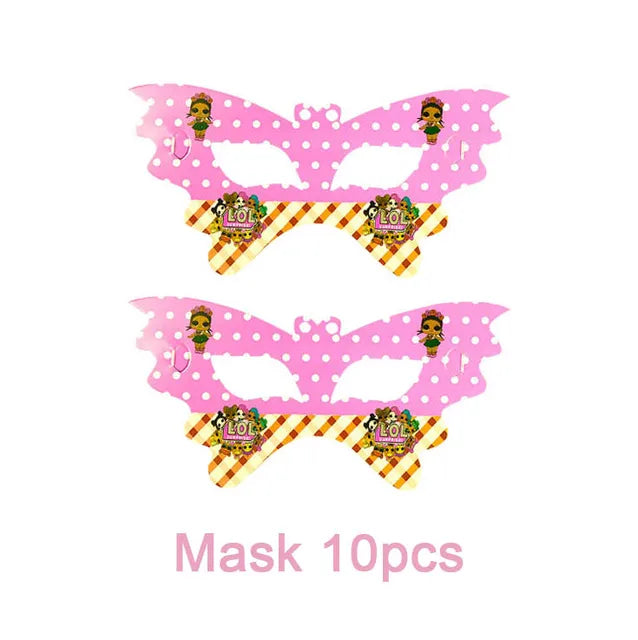 LO&amp;Ling-Cartoon Theme Party Decoration, Disposable Tableware, Hanging Banner, Whistle Mask, Baby Shower, Photo Prop, Girl Birthday 
