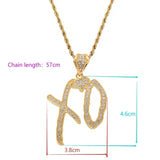 Bing Iced Out XO Colar Pingente de letra de zircônia cúbica para homens e mulheres Hip Hop Street Rock Rap Party Jewelry