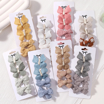 4Pcs/set Cute Baby Girls Knitting Headwear Handmade Crochet Butterfly Alloy Hairs Clips Kids Hairpins Fashion Desgin Headwear