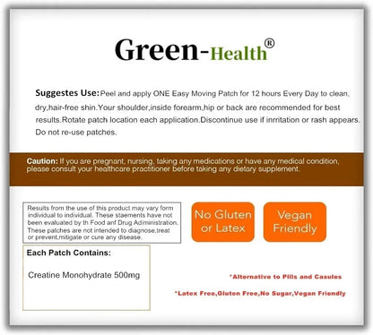Creatine Monohydrate Transdermal Patches for Muscle Growth, Increased Strength, Enhanced Energy Output 30 Patches