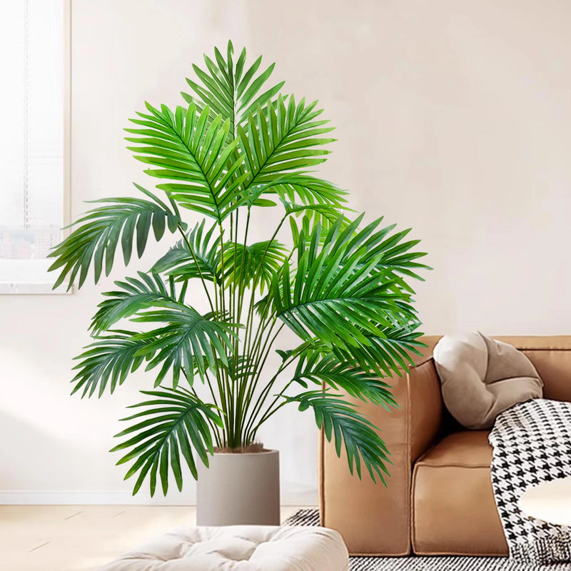 52-125cm/49.2in  Artificial Palm Tree Tropical Fake Plant Green Plastic Palm Leaf Branches Suitable for Home Garden Decoration