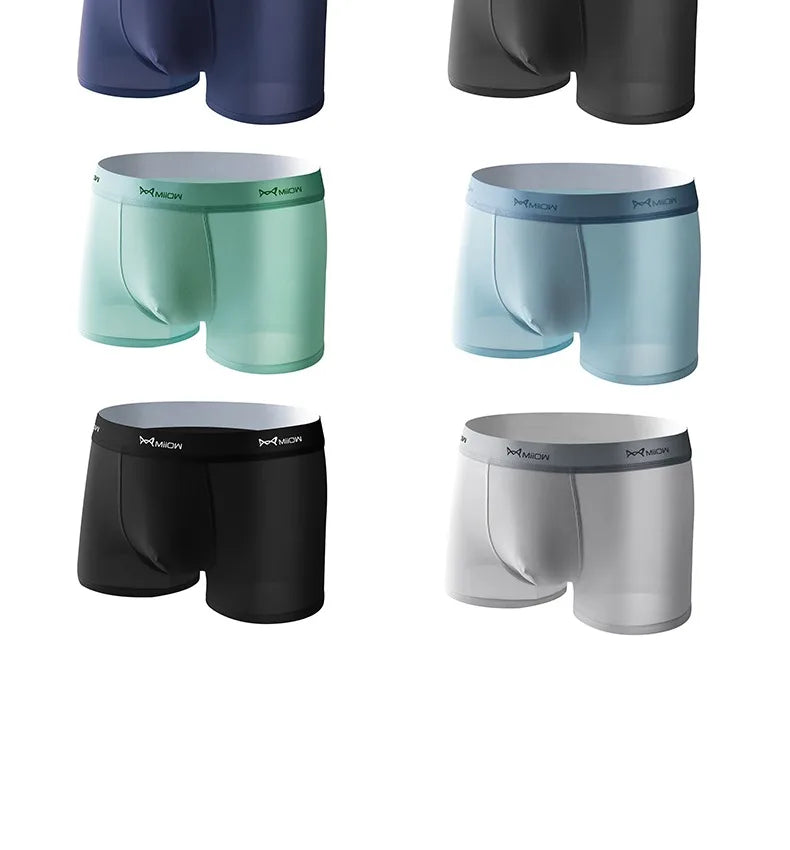 MiiOW 3Pcs Lot Men Boxer Shorts Graphene Antibacterial Ice Silk Underwear Men's Boxer Shorts Seamless Breathable Male Panties L-5XL