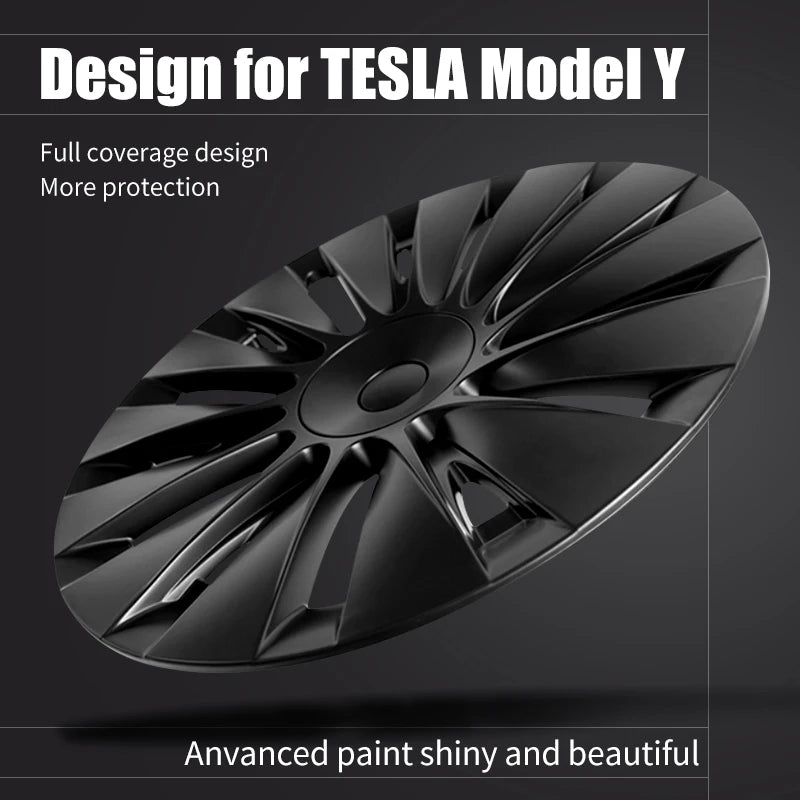 4PCS for TESLA Model Y 2019-2024 Vehicle Full Coverage Blade Wheel Cover Cap 19 Inch Hubcaps Automobile Replacement Accessories