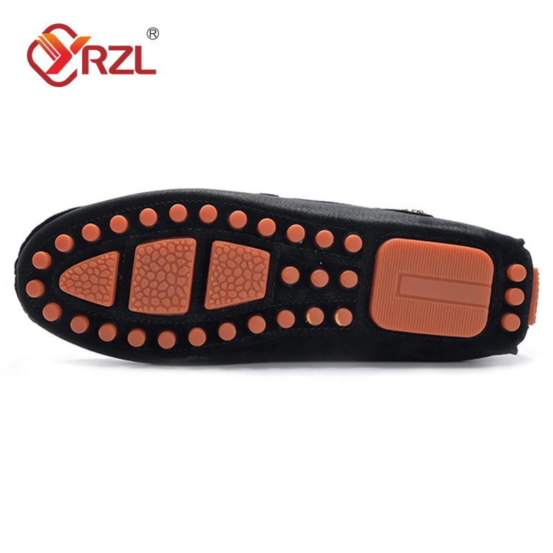 YRZL Men's Loafers Big Size 48 Soft Driving Moccasins High Quality Flats Genuine Leather Slip-on Suede Loafers for Men