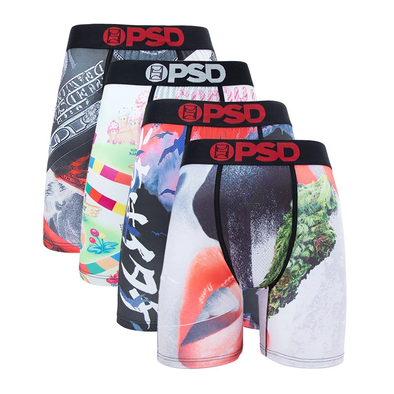 4Pcs Sexy Men Underwear Boxer Shorts Print Boxershorts Panty Cueca Male Panties Lingerie Fashion Underpants man