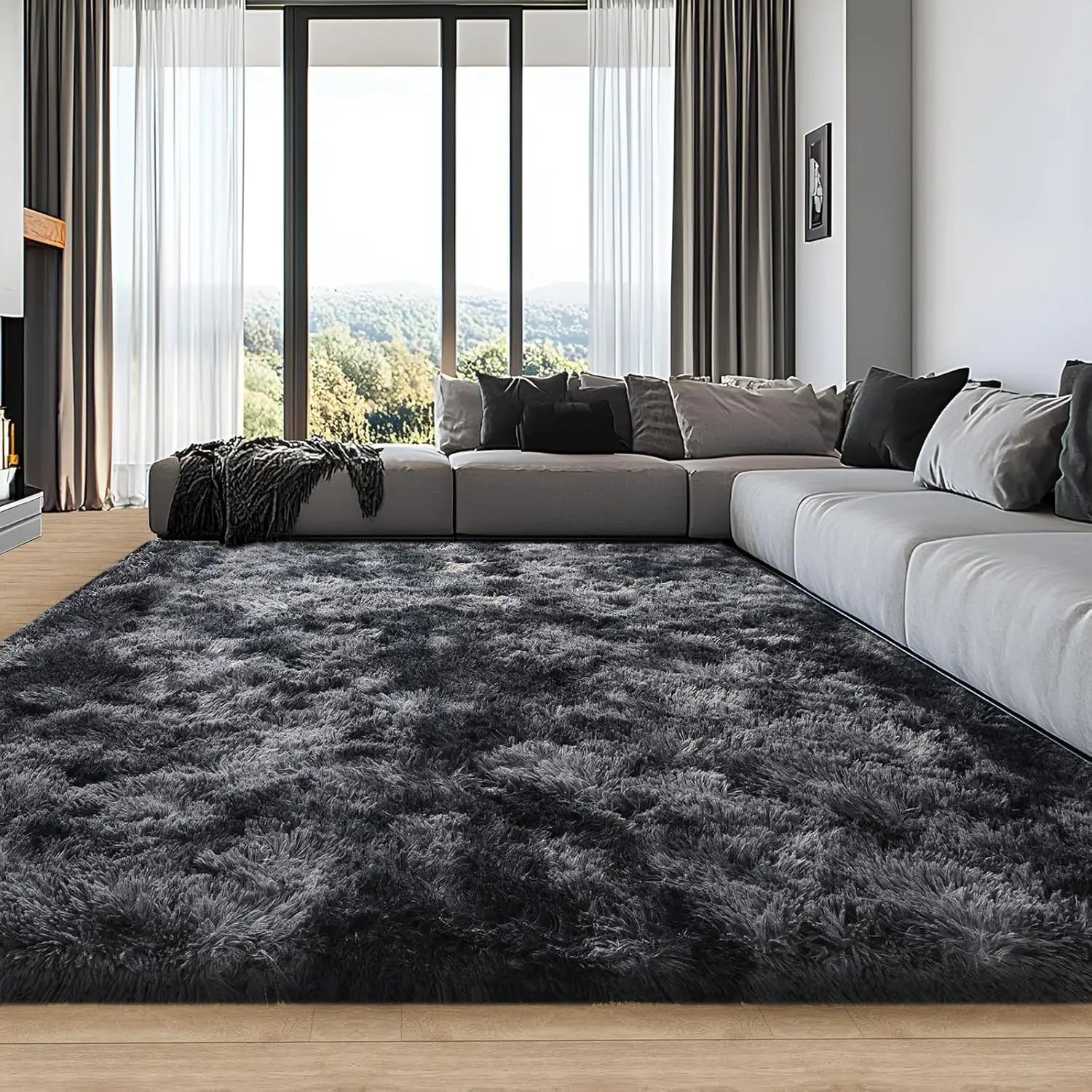 Soft Area Rugs for Living Room Non-Slip Thick Plush Carpets for Winter Anti-Slip Fluffy Artificial Velvet Rugs Soft Gray Carpets