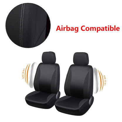AUTO PLUS Checkered Polyester Patchwork Mesh Fabric Universal Unisex Car Seat Covers Set Accessories Interior  With Sponge