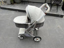 Baby Stroller 3in1,Luxury Baby Carriage with Car Seat,Eggshell Newborn Stroller Leather High Landscape PU leather