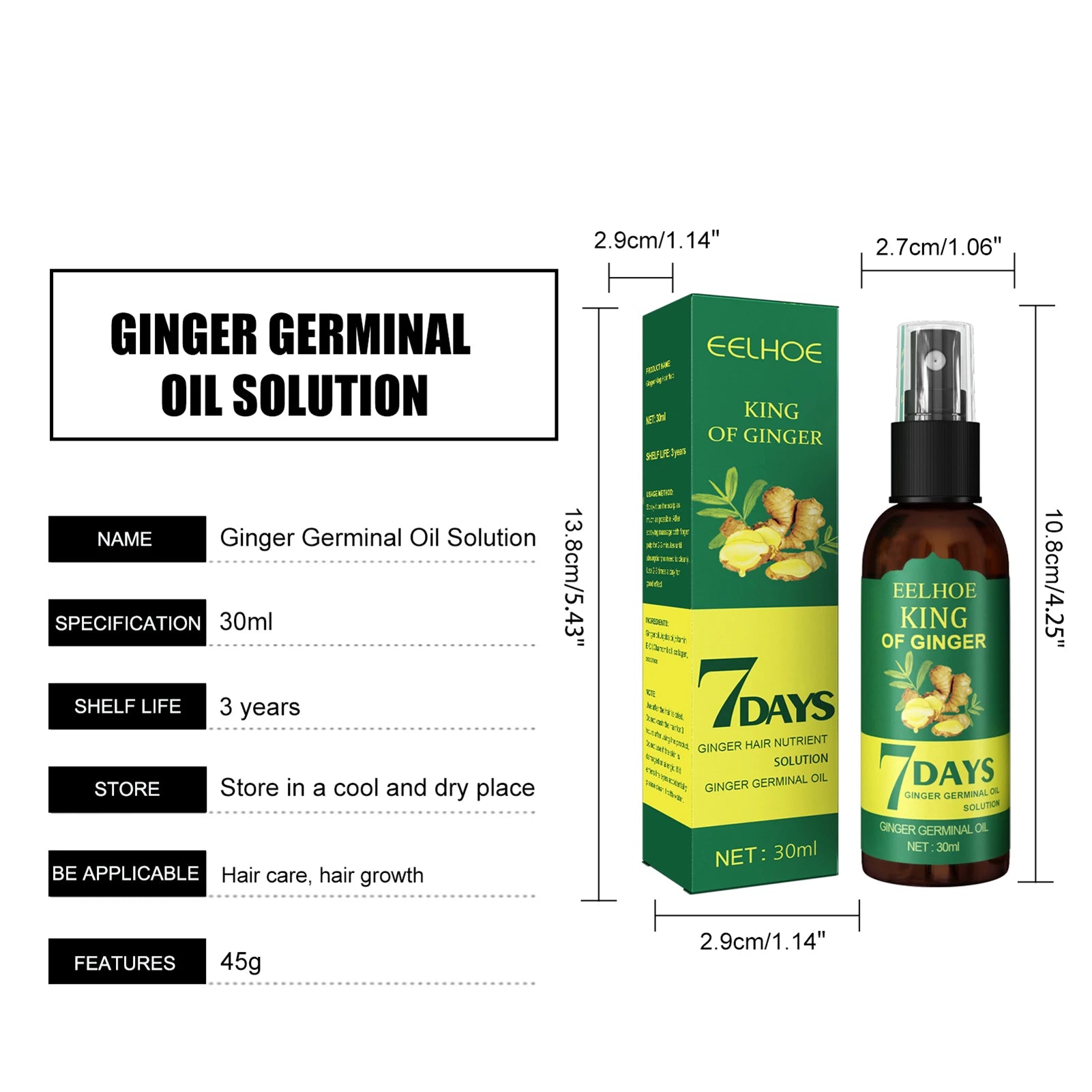 Ginger Hair Growth Serum Sprayer Fast Hair Growth Dense Regrowth Ginger Serum Oil Natural Hair Growth Accelerator For Stronger