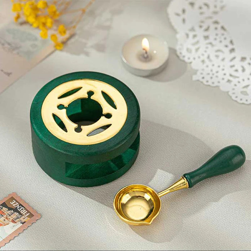 Sealing Wax 1 Set of Spoon Sealing Wax Furnace Stove Pot Seal Decorative Craft Gift Solid Wood Wax Stamp Craft Supplies SB002
