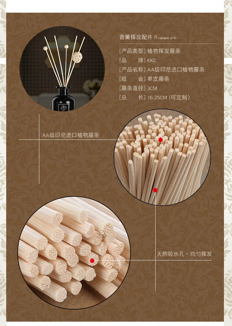 50pcs 10/19/22/24/30/35/40cm Natural Rattan Sticks Reed Diffuser Home Fragrance Reed Sticks Aromatherapy Diffuser Refill Sticks