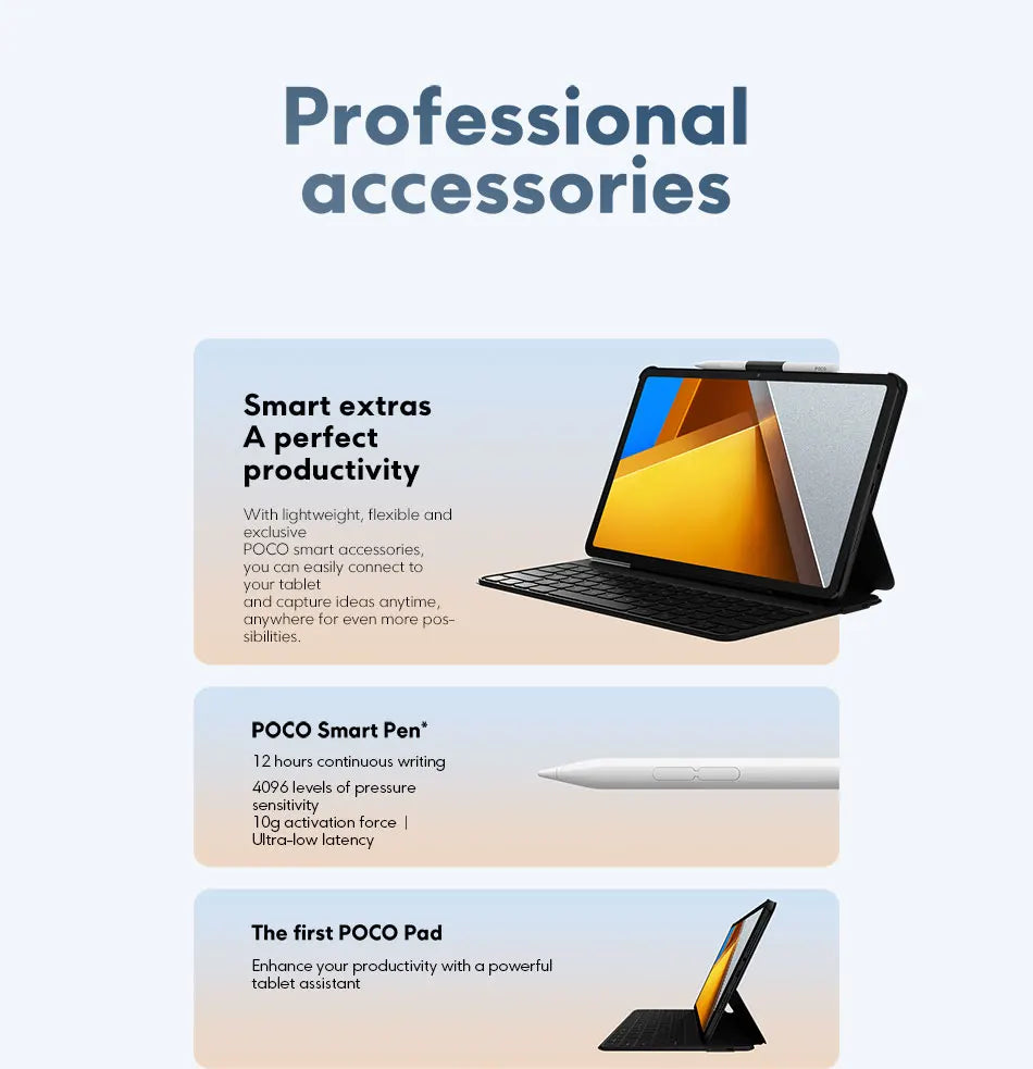 Global Version POCO Pad Tablet 12.1'' 120Hz 2.5K LCD Display Snapdragon 7s Gen 2 Octa core 10000mAh Battery 33W Charging