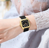 Relógio feminino quadrado minimalista pulseira pulseira de silicone casual