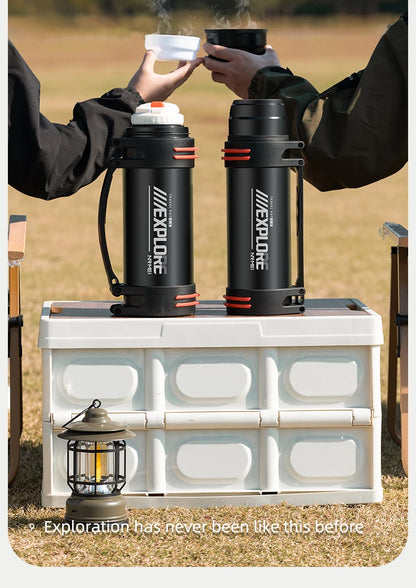 Large Capacity Thermos Bottle with handle Double-wall vacuum Insulated Bottles Leakproof Water Jug for Travel Hiking Camping
