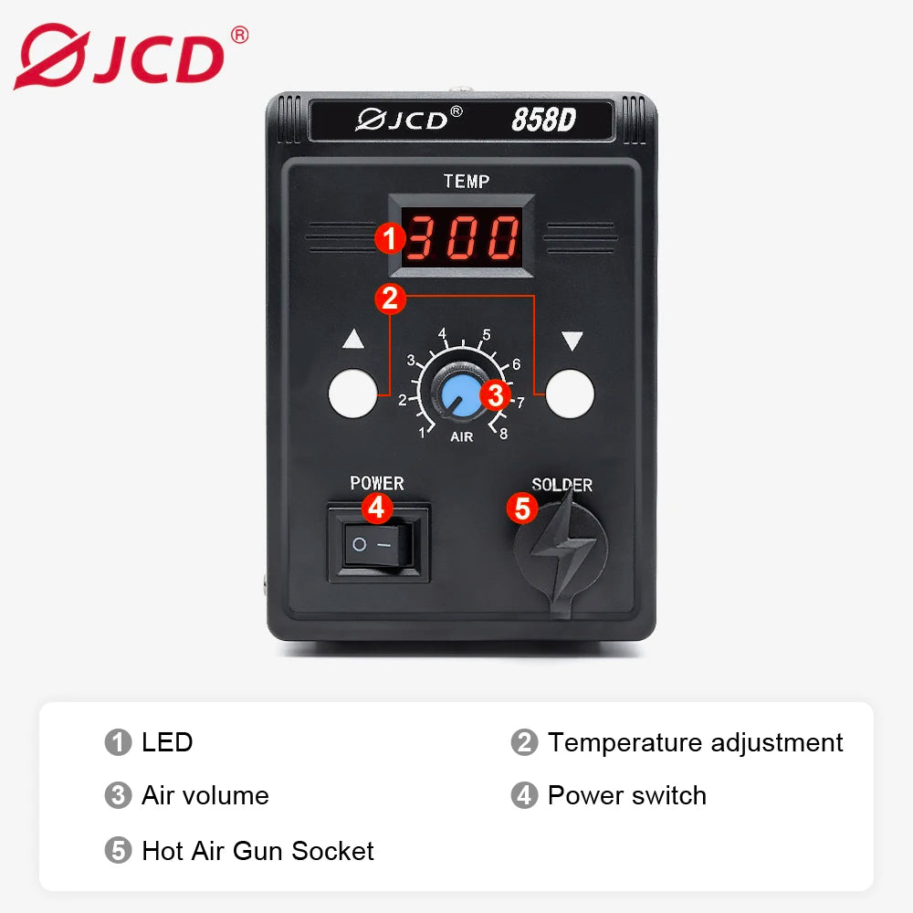 Pistola de aire caliente JCD 858D 700W, estación de soldadura BGA para retrabajo, 220 V/110 V, para reparación de soldadura SMD SMT