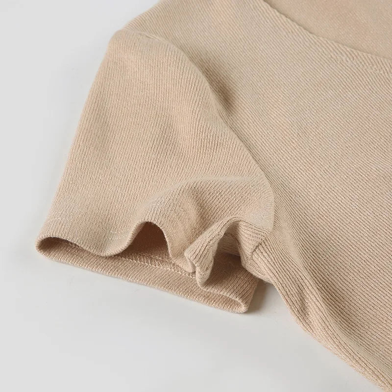 Tornova Knitted Mini Dress Female V Neck Buttons Elegant Short Sleeve Dress High Elasticity Casual Women's Dress 2026 Summer New