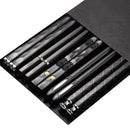 5Pairs Janpanese Reusable Chopsticks Black Sushi Sticks For Food Noodles Alloy Chinese Korean Chopsticks Kitchen Tableware