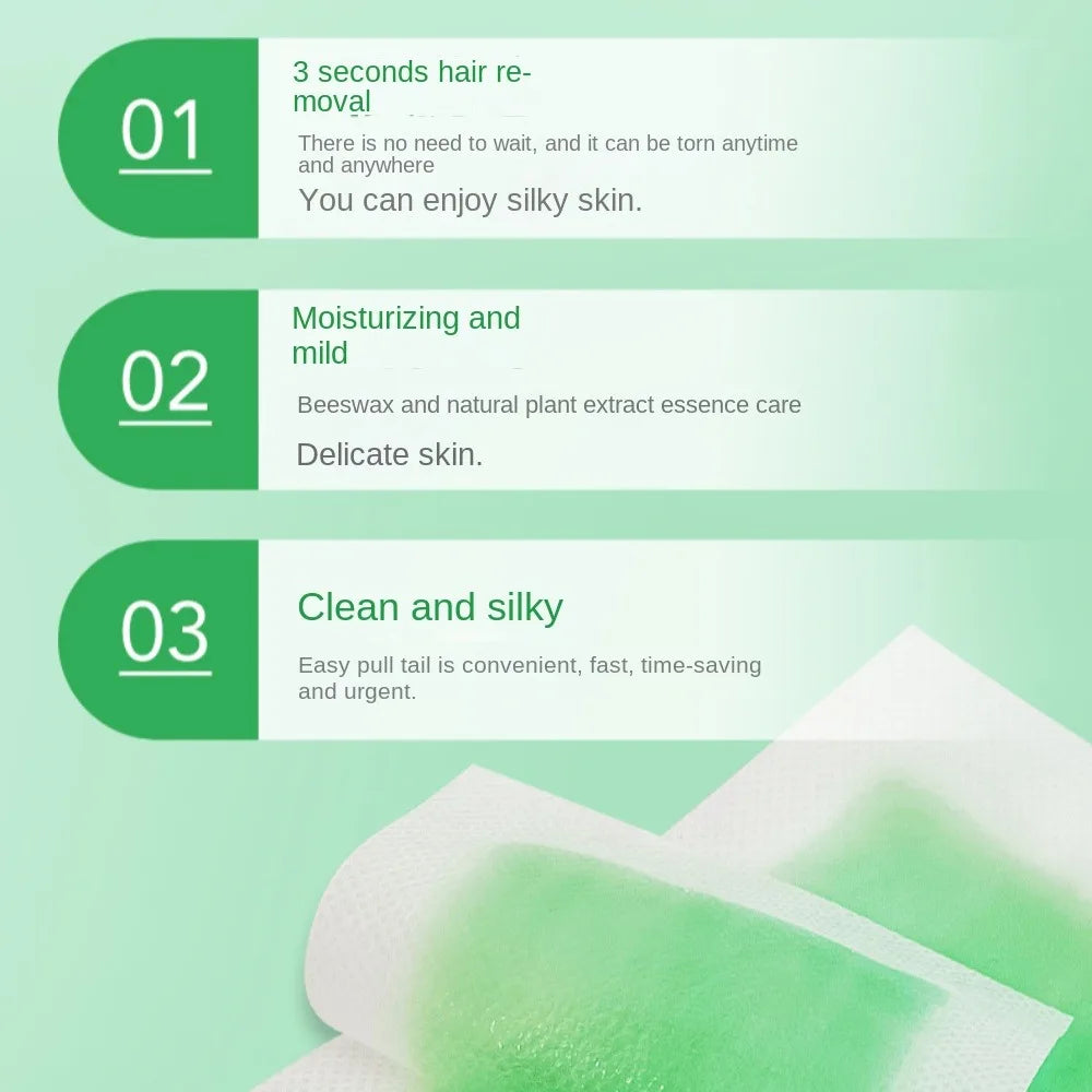 Professional Hair Removal Wax Strips for Summer Depilation Double Sided Cold Wax Paper for Leg Body Face Useful