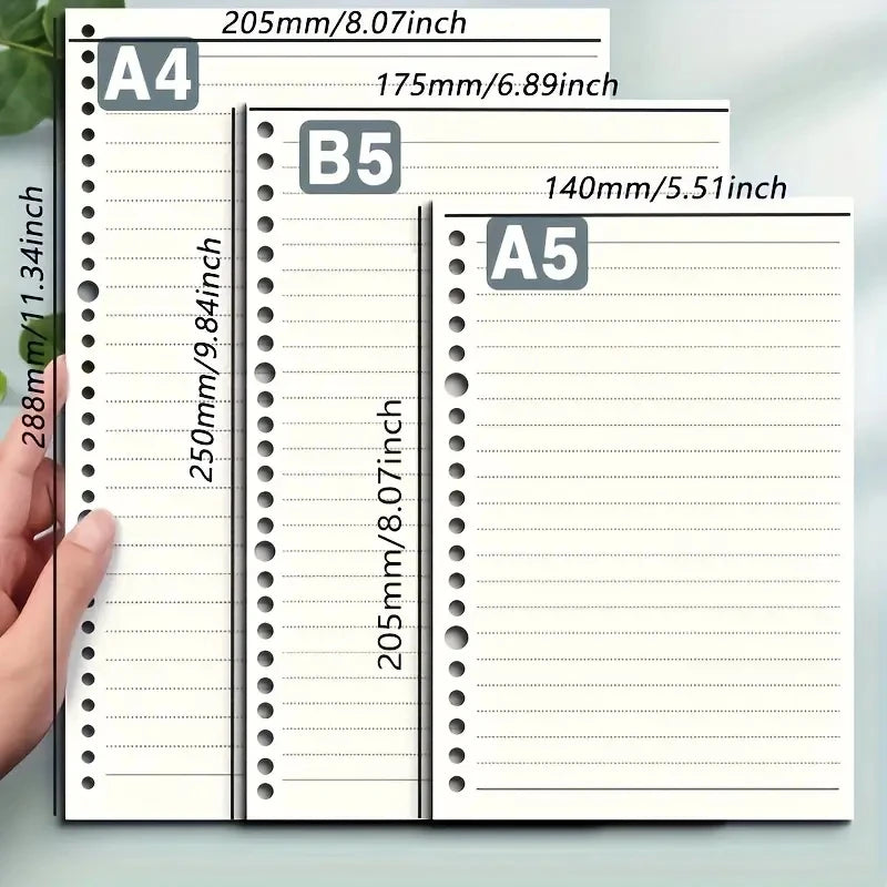 60 Sheets Notebook Refill Notepad Loose Leaf Binder Paper A4/ B5/A5 Blank/Grid/Lined Notebooks Writing Pads Office School