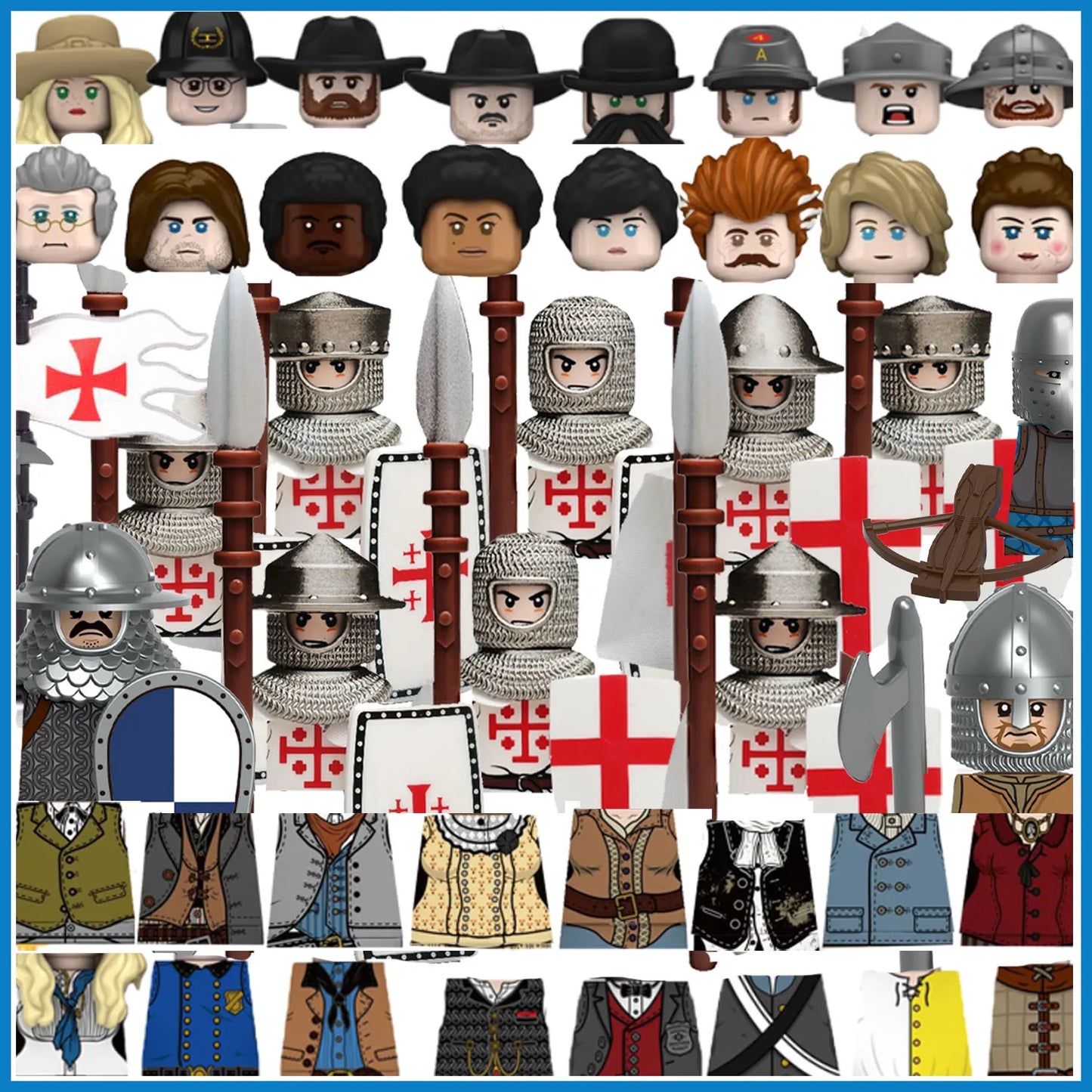 MOC Medieval Building Blocks Castle Knight Western Cowboy Historical Army Cavalry Horse Soldier Gun Kid Toy Gift Brick DIY S040