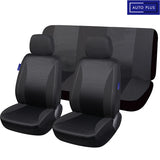AUTO PLUS Checkered Polyester Patchwork Mesh Fabric Universal Unisex Car Seat Covers Set Accessories Interior  With Sponge