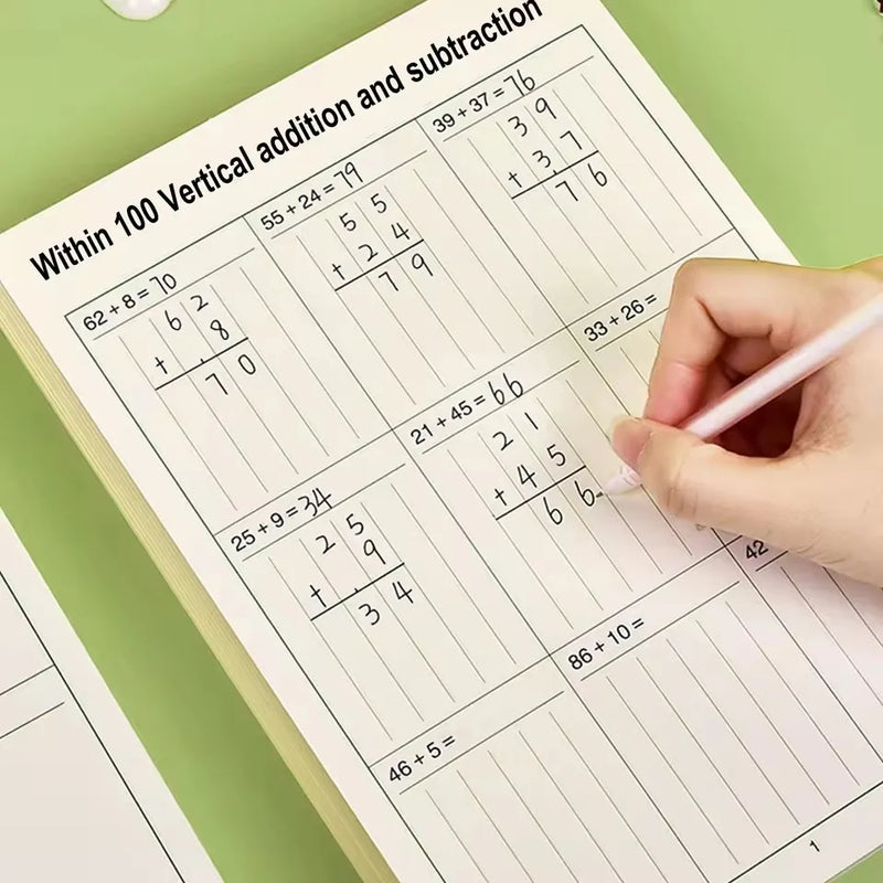 2 books/set Vertical Addition and Subtraction Practice Workbooks within 100 - Math Exercise Books