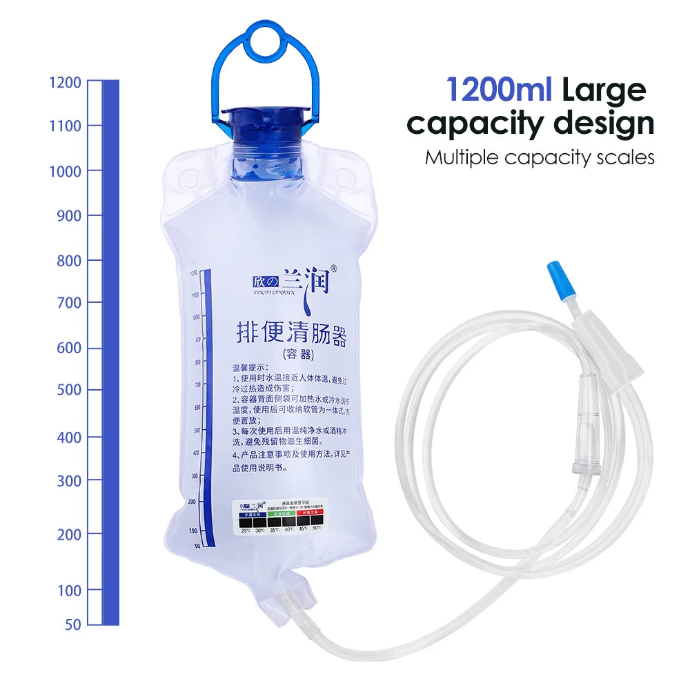 1.2L Protable Enema Bag Kit Reusable Vaginal Anal Washing Silicone Water Colon Cleansing Enteroclysm Detoxified Bowel Bags