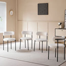 EGOONM 4Pcs Nordic Style Dining Chairs Upholstered Kitchen Chairs with Teddy Velvet Chair Home Desk Dining Room Kitchen Chairs