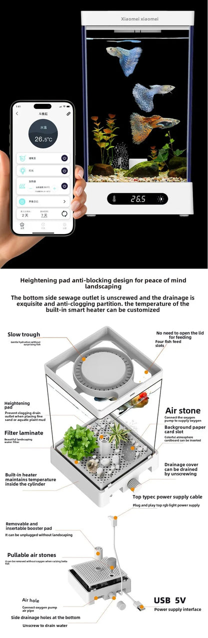 Smart betta dedicated fish tank desktop mini small ecological self-circulating desk aquarium fish tank
