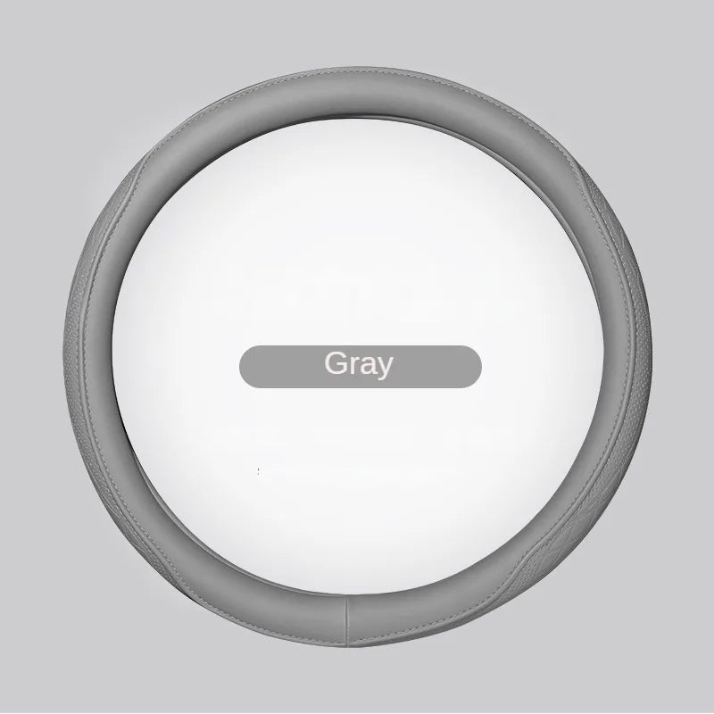 Napa Leather Perforated Patchwork Car Steering Wheel Cover, Non-slip, Breathable, Universal 15 Inch (Approx. 38cm)