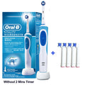 Cepillo de dientes eléctrico Oral B 2D, giratorio, con vibración, recargable, cerdas de acción cruzada, cuidado bucal, 4 cabezales de regalo gratis