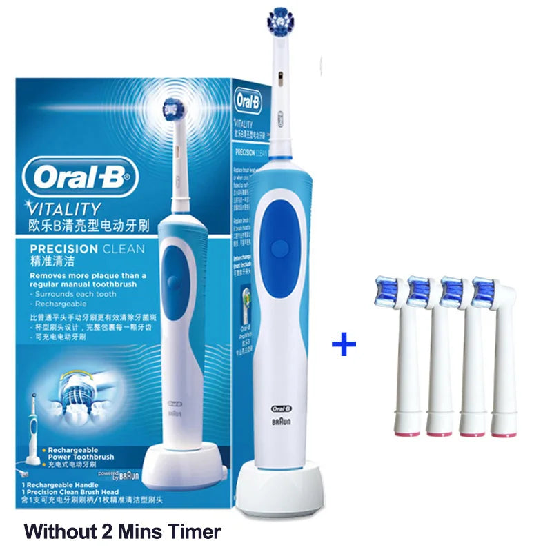 Cepillo de dientes eléctrico Oral B 2D, giratorio, con vibración, recargable, cerdas de acción cruzada, cuidado bucal, 4 cabezales de regalo gratis