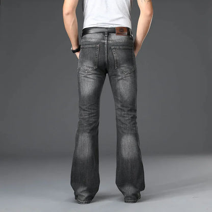 Denim Flared Jeans Men  Boot Cut Denim Pants Comfortable Slightly Slim Classic Loose Casual Blue Black Trousers For Male Bootcut