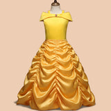 Disney Girls Cosplay Belle Princess Dress for Kids Beauty and The Beast Costumes Children Birthday Party with Flower Clothes