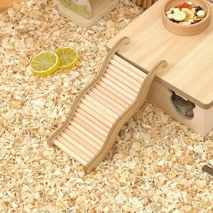 Wooden Wave Staircase Hamster Toy Pet Supplies - Eco-Friendly Fun for Small Animals