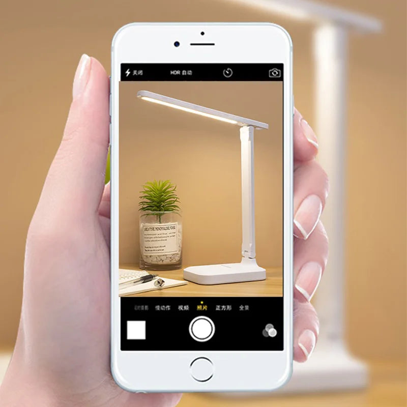 6000mAh Chargeable LED Table Lamp USB 3 Color Stepless Dimmable Desk Lamp Touch Foldable Eye Protection Reading Night Light