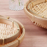 Handmade Woven Woven Bamboo Tray Bamboo Round Bamboo Woven Basket Decorative Serving Tray Living room
