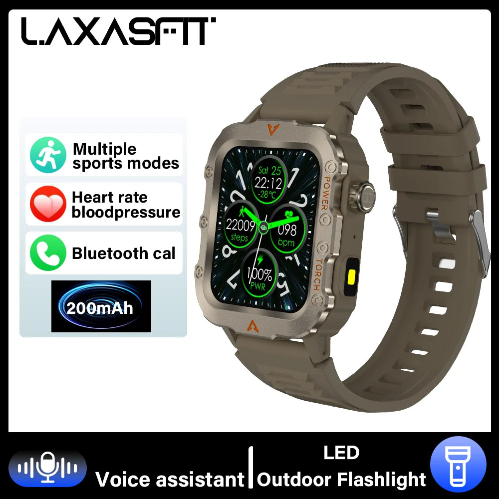 LAXASFIT Smart Sports Watch LED Flashlight Music Player Fitness Tracking Bluetooth Calling Sleep Monitoring 2025 New Smart Watch