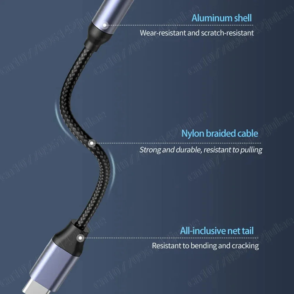 Adaptador de auriculares HiFi USB tipo C a conector de 3,5 mm, cable de audio USB-C de 3,5 mm, convertidor para iPhone 15, Samsung Galaxy, Huawei y Xiaomi.