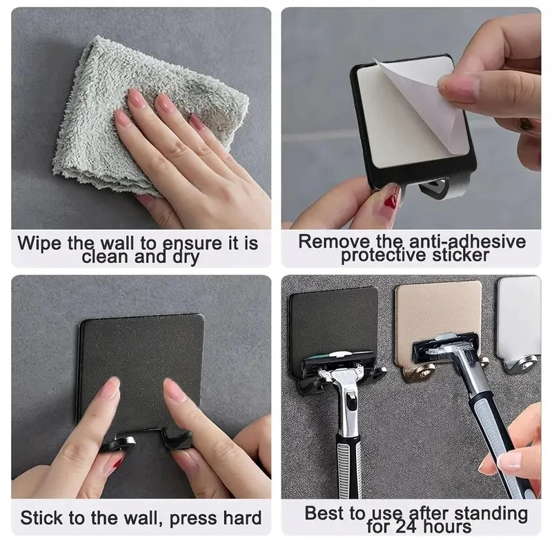 1pc Punch-free Razor Holder, Storage Hook, Space Aluminum Multi-purpose Bathroom Accessories