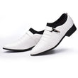 Classic Men Dress Shoes Slip on Black Leather Shoes for Men Plus Size Point Toe Business Casual Men Formal Shoes for Wedding